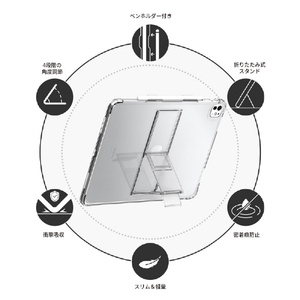 araree iPad Pro 11インチ(M4)用ペンホルダー付きスタンドケース FLEXIELD SP クリア AR26932-イメージ3