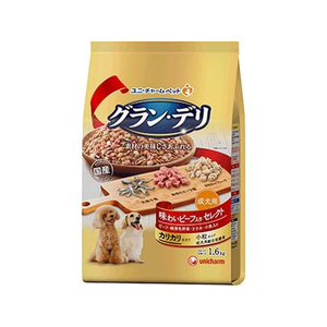 ユニ・チャーム グラン・デリ カリカリ仕立て 成犬 味わいビーフ入りセレクト ビーフ・緑黄色野菜・ささみ・小魚入り 1.6kg FCU8695-イメージ1