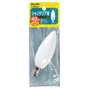 エルパ シャンデリア球 E17口金 40W 1個入り ホワイト G-66NH(W)-イメージ1