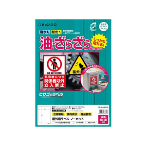 ヒサゴ 屋外用ラベル 油面・粗面 A4ノーカット 10シート FCF065U-KLPAB862S-イメージ1