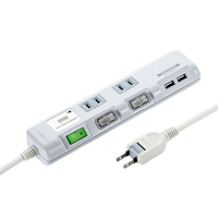 サンワサプライ USB充電ポート付き節電タップ(2個口・2P・2m) TAPB106U2W