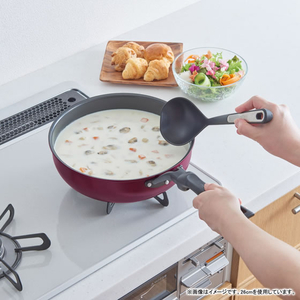 サーモス THERMOS 深型フライパン 30cm IH ガス火対応 レッド FCJ931N-KFM-030D R-イメージ2