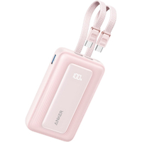 Anker Zolo Power Bank (10000mAh, 35W, Built-In Dual USB-Cケーブル) ピンク A1680N52