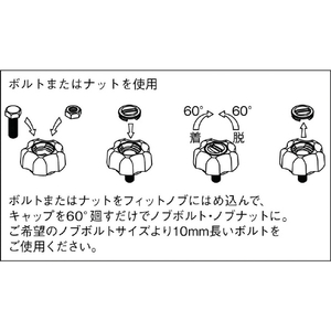 三星 フィットノブ Ｍ６ 本体／黒 キャップ／青 (５個入り) 三星 フィットノブ M6ねじタイプ FIT-K-M6-B-5P-イメージ3