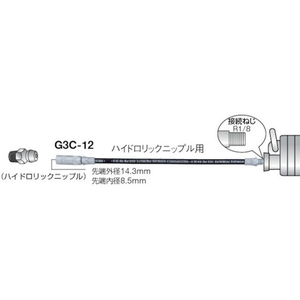 トラスコ中山 グリスガン用ホース 314mm 314ホースノズルR1／8 FC880DX-1125281-イメージ3