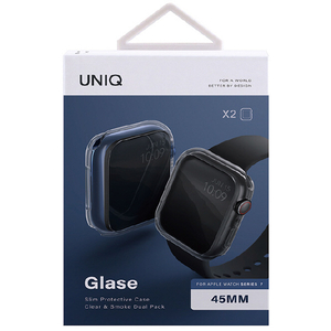 ＵＮＩＱ Apple Watch 45mm用CASE DUAL PACK UNIQ GLASE CLEAR / SMOKE UNIQ-45MM-GLSDUALPK-イメージ5