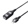 ヤザワ 裏面フックマグネット付タップ3個口1m ブラック H4HJS301BK