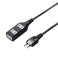 ヤザワ 裏面フックマグネット付タップ3個口1m ブラック H4HJS301BK