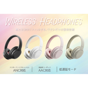 グリーンハウス ワイヤレスヘッドフォン ノイズキャンセル ライトカーキ GH-HPBC-LK-イメージ3
