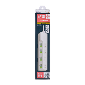 エルパ 耐雷スイッチ付きタップ 4個口1m e angle select ホワイト WLK-R41SWE5-イメージ1