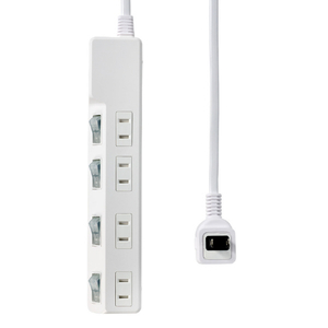 エルパ 耐雷スイッチ付きタップ 4個口2m e angle select ホワイト WLK-R42SWE5-イメージ3