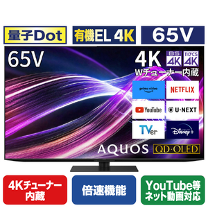 シャープ 65V型4Kチューナー内蔵有機ELテレビ AQUOS QD-OLED 4T-C65GS1 シャープ 65V型4Kチューナー内蔵有機ELテレビ AQUOS QD-OLED 4T-C65GS1