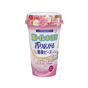 ユニ・チャーム 猫トイレまくだけ消臭ビーズ やさしいピュアフローラルの香り 450ml F136020-イメージ1