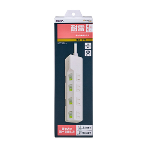 エルパ 耐雷スイッチ付きタップ 4個口5m e angle select ホワイト WLK-R45SWE5-イメージ1