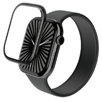 エレコム Apple Watch Series 10(42mm)用ガラスフィルム アルミフレーム/高透明/治具付 ブラック AW-24BFLGFALBK