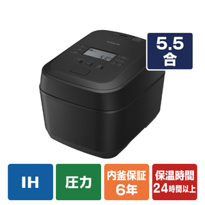 日立 圧力&スチームIH炊飯器 圧力&スチーム ふっくら御膳 フロストブラック RZ-V100KM-K-イメージ1