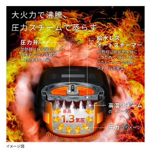 日立 圧力&スチームIH炊飯器 圧力&スチーム ふっくら御膳 フロストブラック RZ-V100KM-K-イメージ6