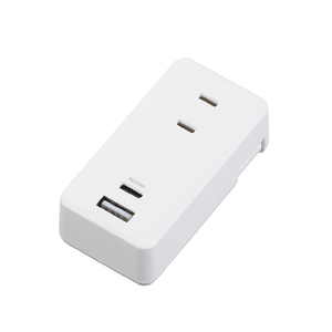 ヤザワ 極小USBタップ2個口PD20W ホワイト H5FS400PD20WH-イメージ1