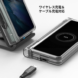 araree Galaxy Z Fold 3用ペンホルダー付クリアケース NUKIN 360 クリア AR21942GZFD3-イメージ14