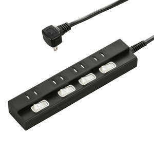 オーム電機 雷に強い節電タップ 4個口(3m) ブラック HS-TPK43PBT-K-イメージ1