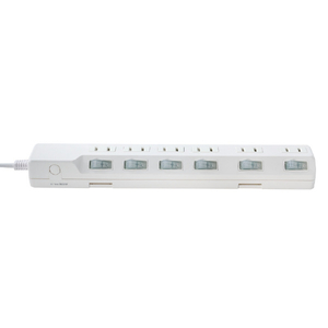 エルパ 耐雷スイッチ付きタップ 6個口2m e angle select ホワイト WLK-R62SWE5-イメージ4