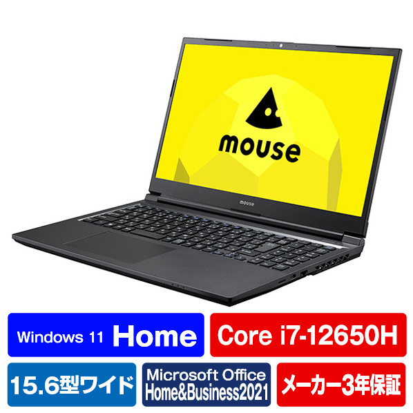 E-GG(mouse) ノートパソコン ブラック A5I712ED16S5HB Home CPU Core i7 12650H プロセッサー SSD Office and Business Fi 6E インテル グラフィックス 0×1 USB3