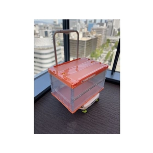 トラスコ中山 TRUSCO 薄型折畳コンテナスケルコン 50Lロックフタ付 橙ツートン FC799GN-2073371-イメージ7