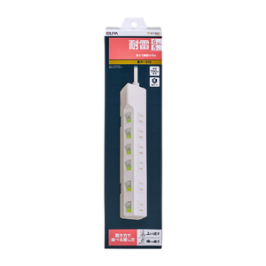 エルパ 耐雷スイッチ付きタップ 6個口5m e angle select ホワイト WLK-R65SWE5-イメージ1