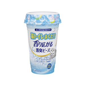 ユニ・チャーム 猫トイレまくだけ消臭ビーズ ふんわりナチュラルソープの香り 450ml F136022-イメージ1