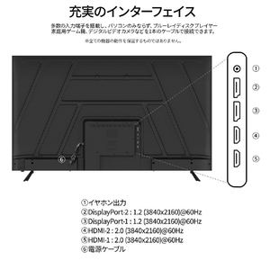 JAPANNEXT 60インチ IPSパネル搭載 液晶ディスプレイ ブラック JN-IPS60U-イメージ10