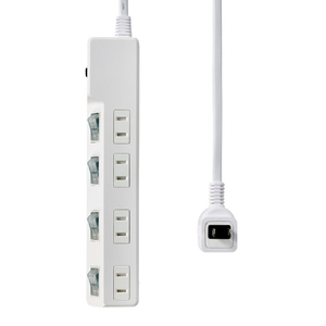 エルパ 耐雷スイッチ付きタップ 4個口2m ブレーカー内臓 e angle select ホワイト WLK-R42BWE5-イメージ3