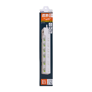 エルパ 耐雷スイッチ付きタップ 6個口2m ブレーカー内臓 e angle select ホワイト WLK-R62BWE5-イメージ1