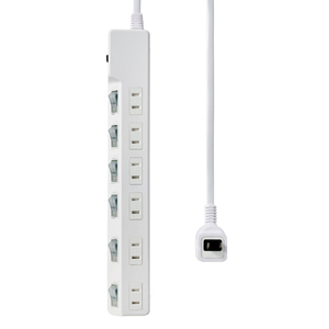 エルパ 耐雷スイッチ付きタップ 6個口2m ブレーカー内臓 e angle select ホワイト WLK-R62BWE5-イメージ3