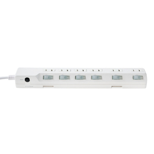 エルパ 耐雷スイッチ付きタップ 6個口2m ブレーカー内臓 e angle select ホワイト WLK-R62BWE5-イメージ4