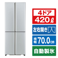 AQUA 420L 4ドア冷蔵庫 TZシリーズ サテンシルバー AQR-TZ42M(S)