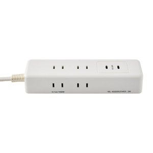 エルパ USBタップ 雷ガード 6個口2m Type-C2ポート PD20W e angle select ホワイト WL-6322SUCWE5-イメージ4