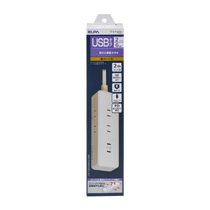 エルパ USBタップ 雷ガード 6個口2m Type-C2ポート PD20W e angle select ホワイト WL-6322SUCWE5-イメージ8