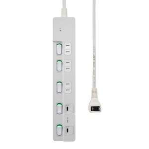 エルパ USBスイッチ付きタップ 雷ガード 3個口2m Type-C2ポート PD20W e angle select ホワイト WBL-32SUC2PDWE5-イメージ3