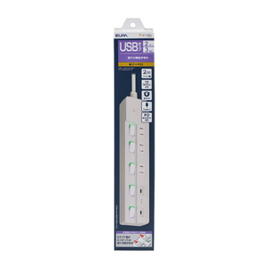 エルパ USBスイッチ付きタップ 雷ガード 3個口2m Type-C2ポート PD20W e angle select ホワイト WBL-32SUC2PDWE5-イメージ9