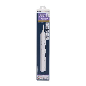 エルパ USBスリム回転タップ 雷ガード 4個口2m Type-C2ポート PD20W e angle select ホワイト WBS-SL42USBC2WE5-イメージ14