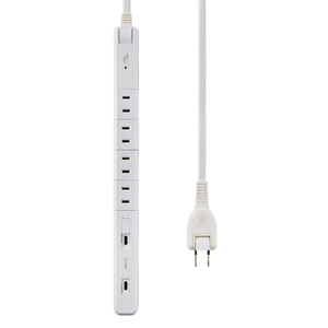 エルパ USBスリム回転タップ 雷ガード 4個口2m Type-C2ポート PD20W e angle select ホワイト WBS-SL42USBC2WE5-イメージ2