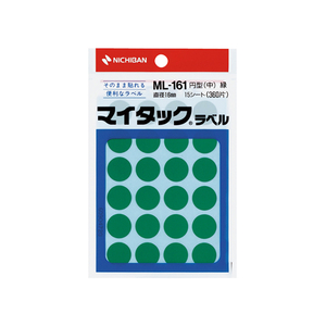 ニチバン マイタックラベル円型緑 直径16mm24片×15シート F857586-ML-1613-イメージ1