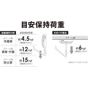 マグエックス マグネットフック ゼロスライド L 白 FC650KL-1153361-イメージ4