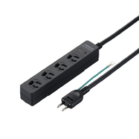 ヤザワ 3P抜け止めマグネットフック付タップ4個口5m ブラック H5HJKNP405BK