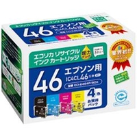 エコリカ リサイクルインクカートリッジ 4色パック ブラック/シアン/マゼンタ/イエロー ECI-E464P/BOX