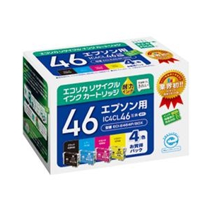 エコリカ リサイクルインクカートリッジ 4色パック ブラック/シアン/マゼンタ/イエロー ECI-E464P/BOX-イメージ1