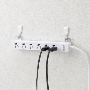 ヤザワ 3P抜け止めマグネットフック付タップ6個口5m ホワイト H5HJKNP605WH-イメージ5