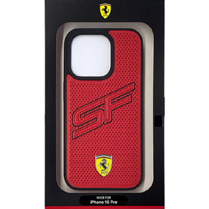 FERRARI iPhone 15 Pro用SFロゴ入り 背面ケース レッド FEHCP15LPINR-イメージ1