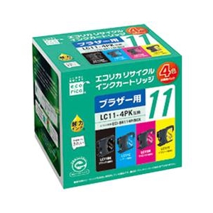 エコリカ リサイクルインクカートリッジ 4色パック 4色セット(ブラック/シアン/マゼンタ/イエロー) ECI-BR114P/BOX エコリカ リサイクルインクカートリッジ 4色パック 4色セット(ブラック/シアン/マゼンタ/イエロー) ECI-BR114P/BOX