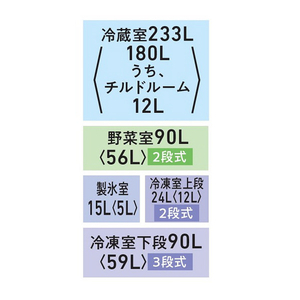 東芝 【右開き】452L 5ドア冷蔵庫 VEGETA エクリュホワイト GR-Y450GTM(WS)-イメージ18